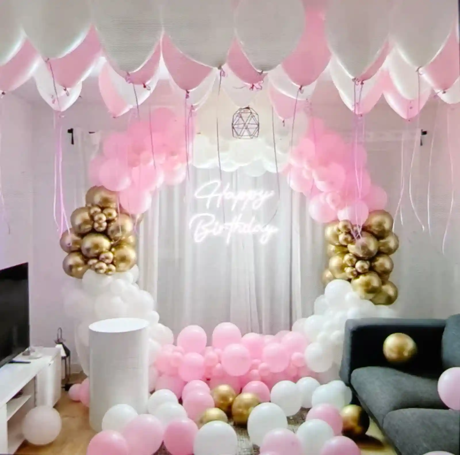 Elegant Pink And Gold Birthday Decor